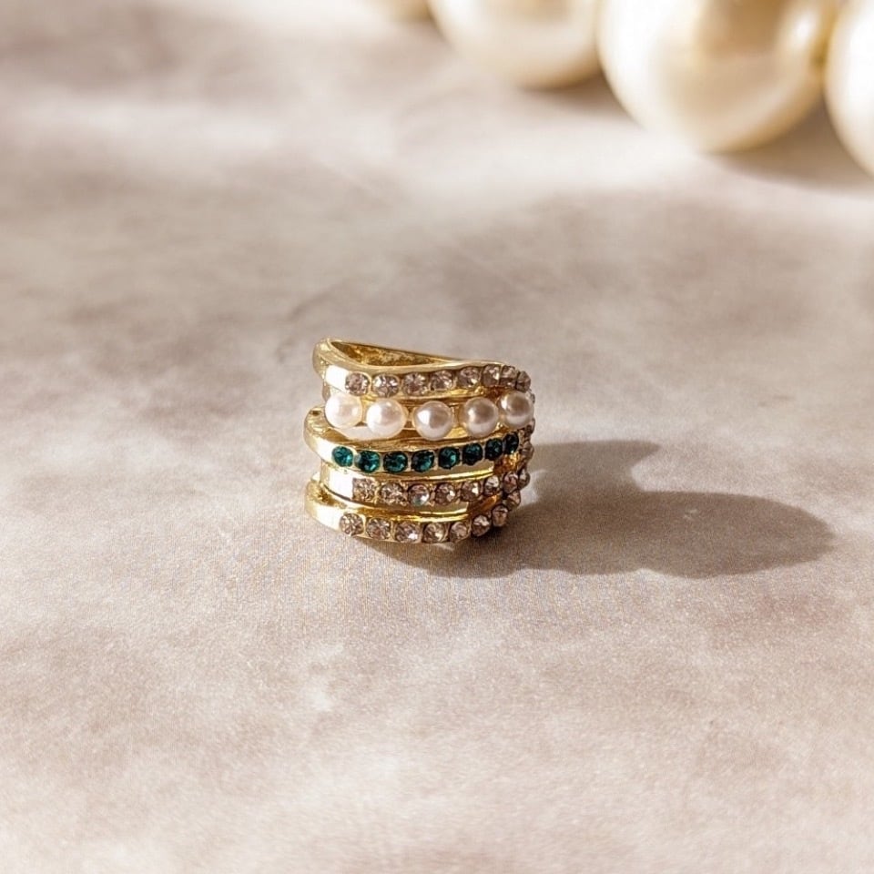 【再入荷】cubic zirconia perl ear cuff silver925 / キュービック ジルコニア パールイヤーカフ