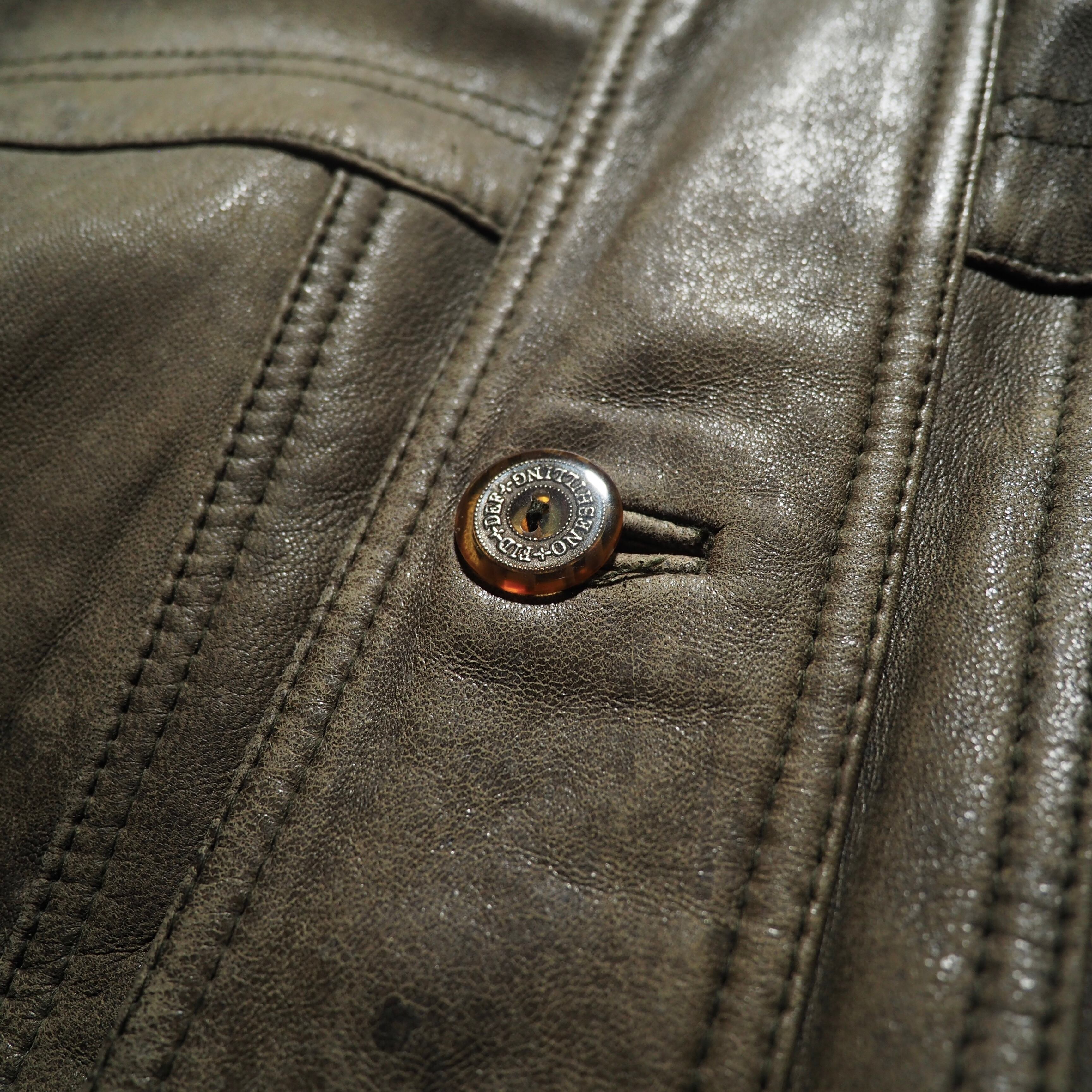 ” Deformation - 変形 ” Beautiful aging Fade color vintage loose sheep leather jacket