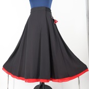【新品 タグ付き 社交ダンス衣装】ブラック elegance fashion スカート 黒 赤 無地 ラップスカート LLサイズ 発表会 ②