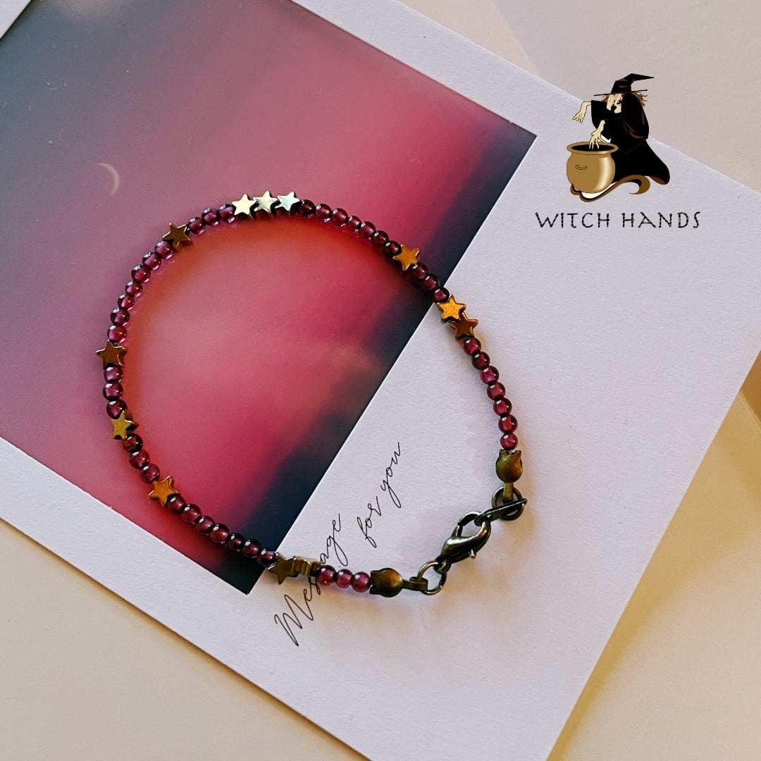 SALE!!~１月ガーネットと星のブレス~WitchHand★魔女様工房