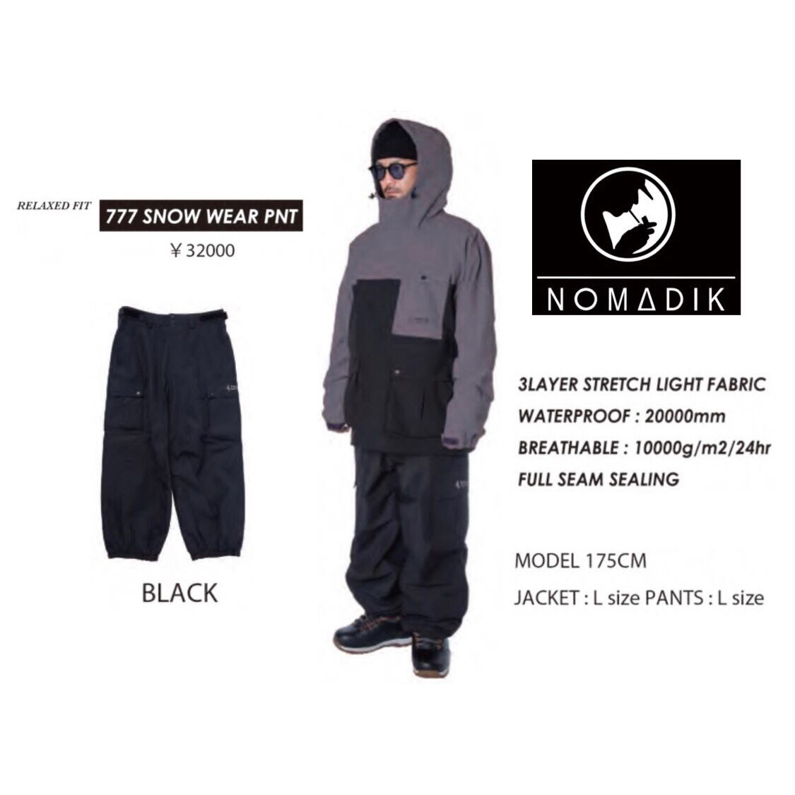 22-23 NOMADIK『 777 SNOW WEAR PNT 』スノーボード / ウェア