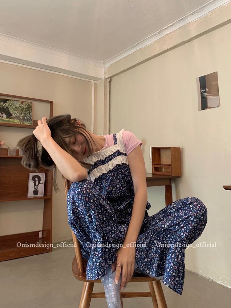 フローラルレースワンピースサマースタイルルーズ 夏物 花柄 ビッグFスモールZ韓国55803708399