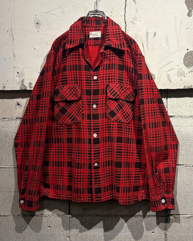 【Caka otto】50's Checkered Pattern Vintage Print Flannel Shirt
