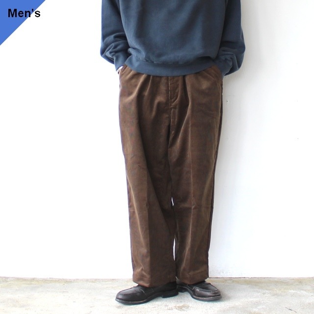 weac. コーデュロイ２タックワークワイドトラウザー / 高密度コーデュロイ　STANDARD WIDE PANTS-Corduroy　（Brown）