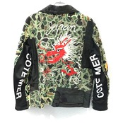 再構築 着物・・ミリタリーライダースジャケット KIMONO MILITARY MIX RIDERS JACKET【rd8】