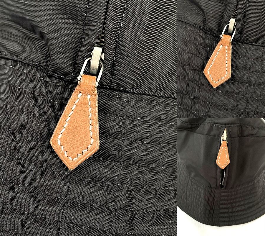 HERMES エルメス レザータグ ririジッパー ジップポケット ナイロン