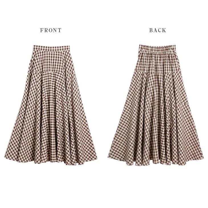 スカート ロング レディース 体型カバー フレア ギンガム