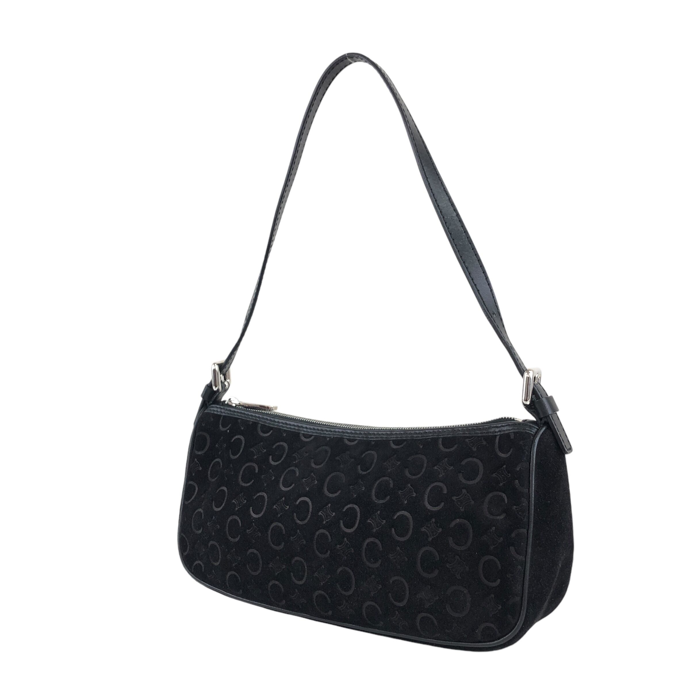 CELINE セリーヌ Cマカダム ショルダーバッグ ブラック スエード