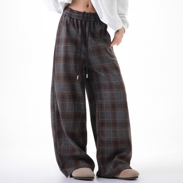 retro check pattern loose pants　レトロチェック柄ルーズパンツ　J0614