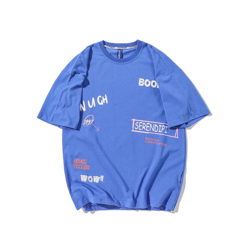 【新作】【送料無料】 YidaoヴィンテージオリジナルトレンディブランドパーソナリティレタープリントラウンドネックTシャツメンズ＆レディースルーズカジュアル半袖ニュートラルTEEトレンド-アリババ Oネック ビンテージ hip6-161174498021514