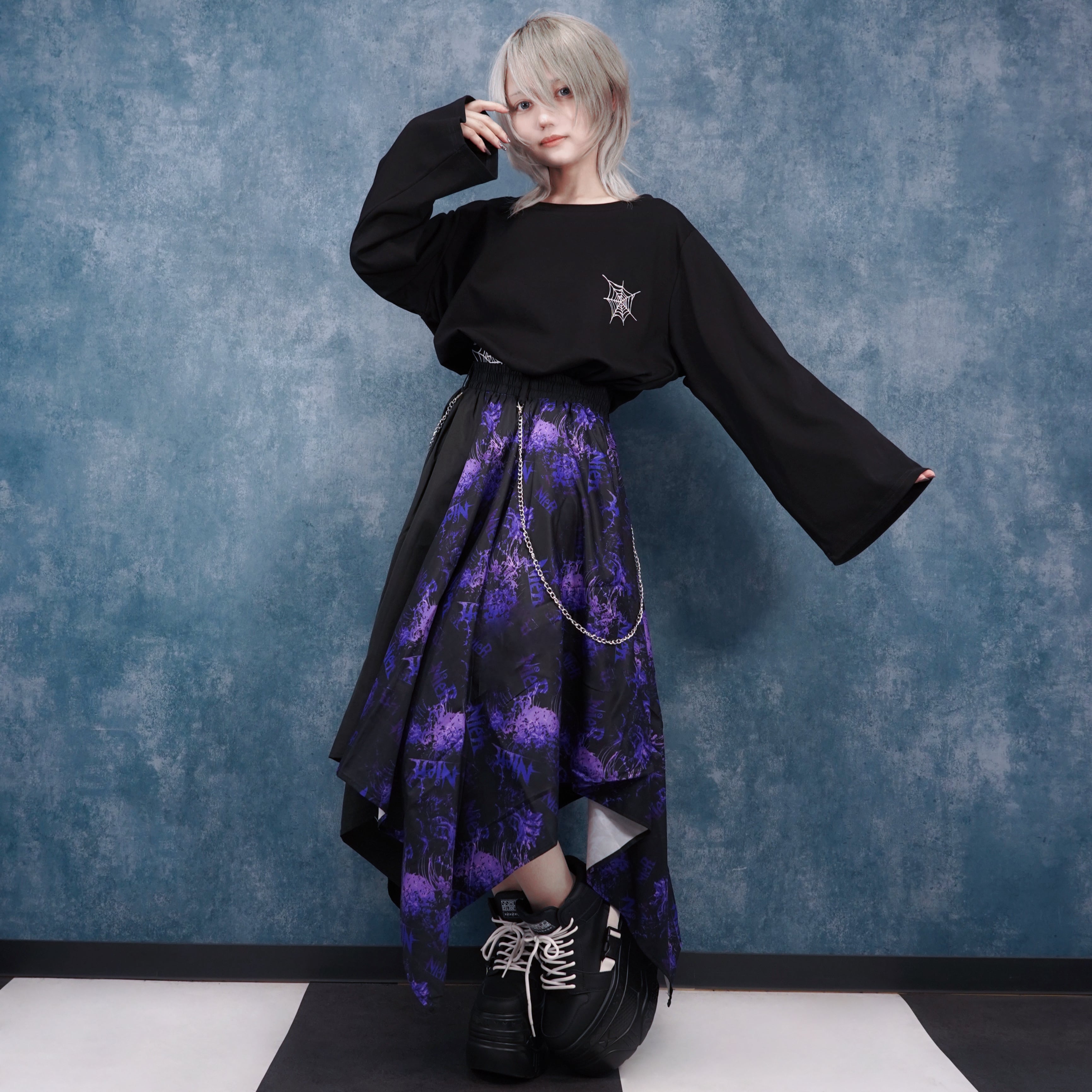 チェーン付きUNISEX ASYMMETRY SKIRT【紫彼岸花】 | NIER CLOTHING