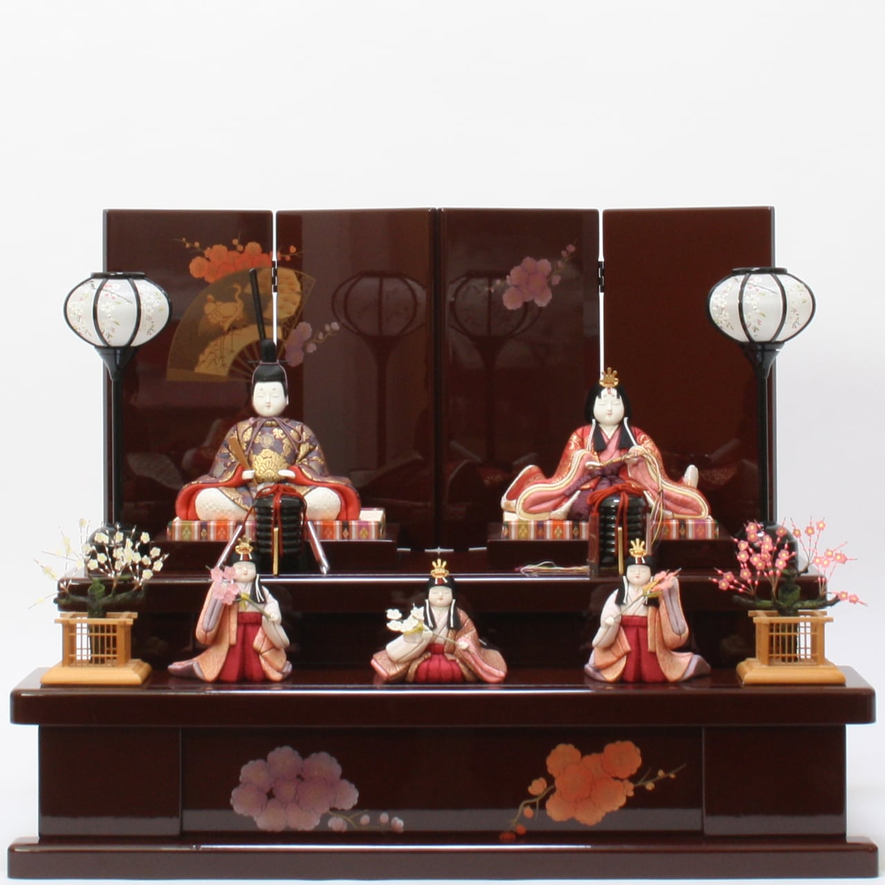 ひな人形レンタル|木目込人形|高級金襴|初節句|1か月レンタル|特典付き|福岡|人形の松屋|《商品名》木目込五人飾り 優花雛 溜塗〔商品コード〕30900-1817 1817