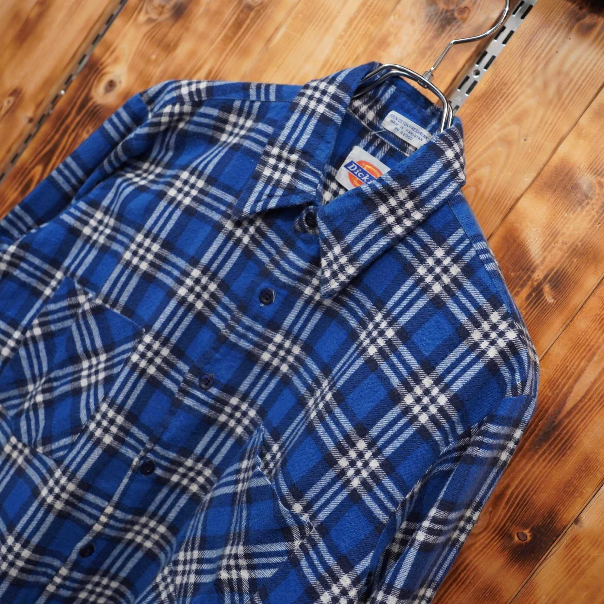 70s80s dickies プリントネルシャツ M/パキスタン製 ディッキーズ