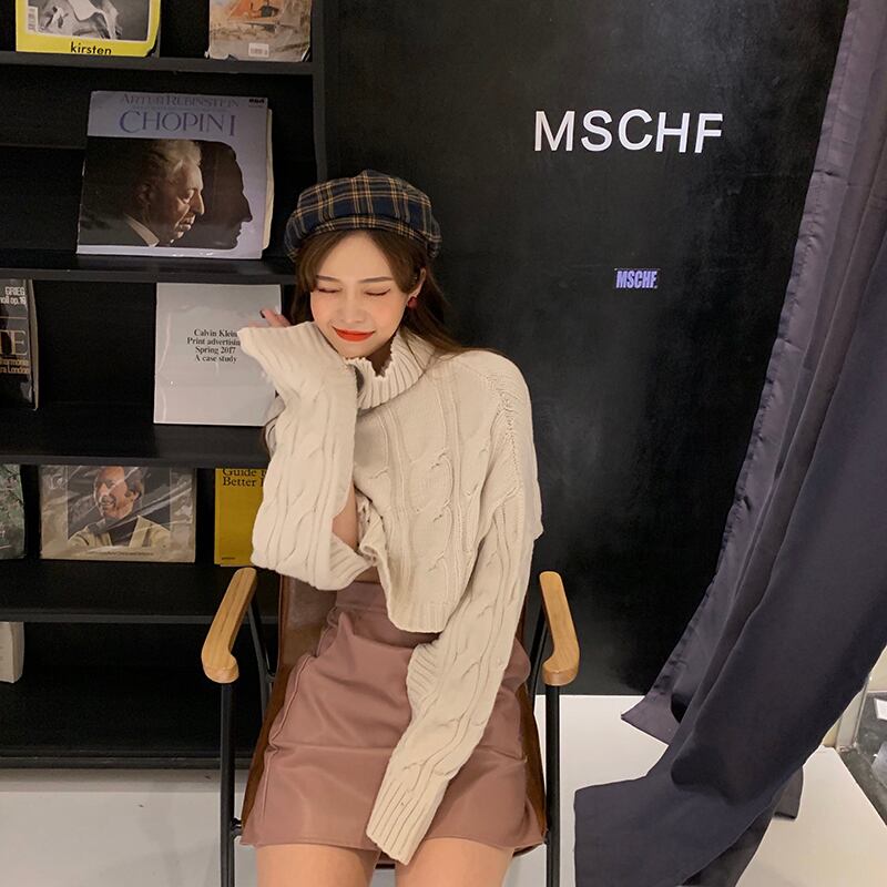 ショート ショート丈 ミニ ミニ丈ニット セーターレディーススタイル