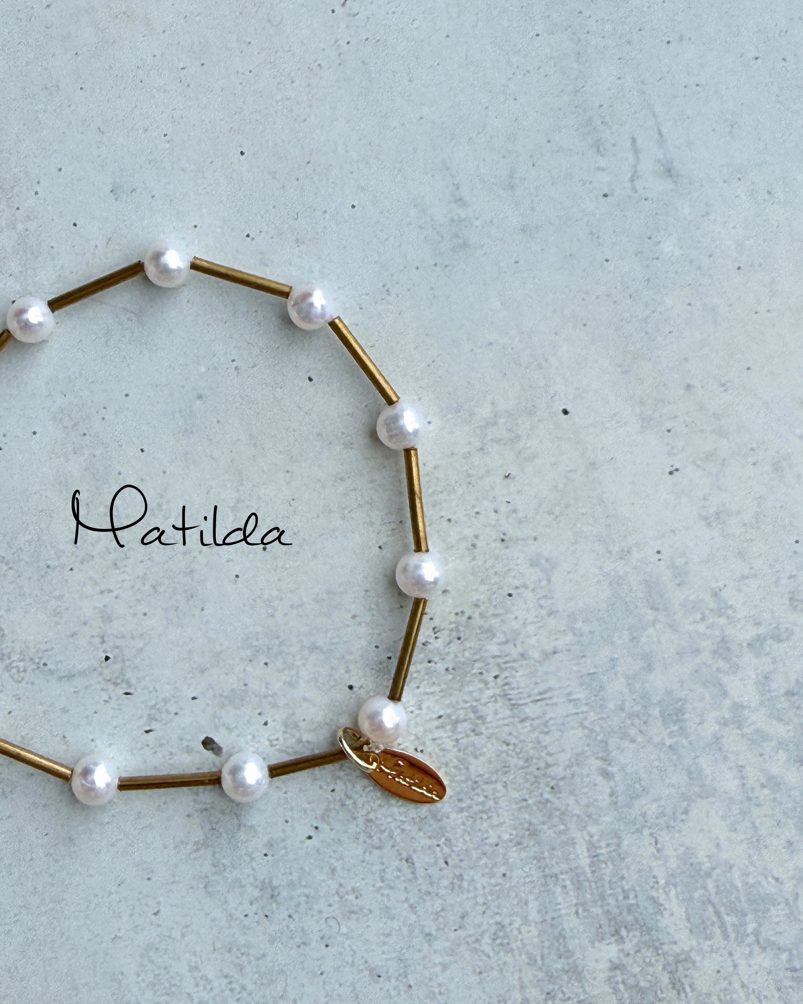 【再販】Tube & stone bracelet(淡水パールG)