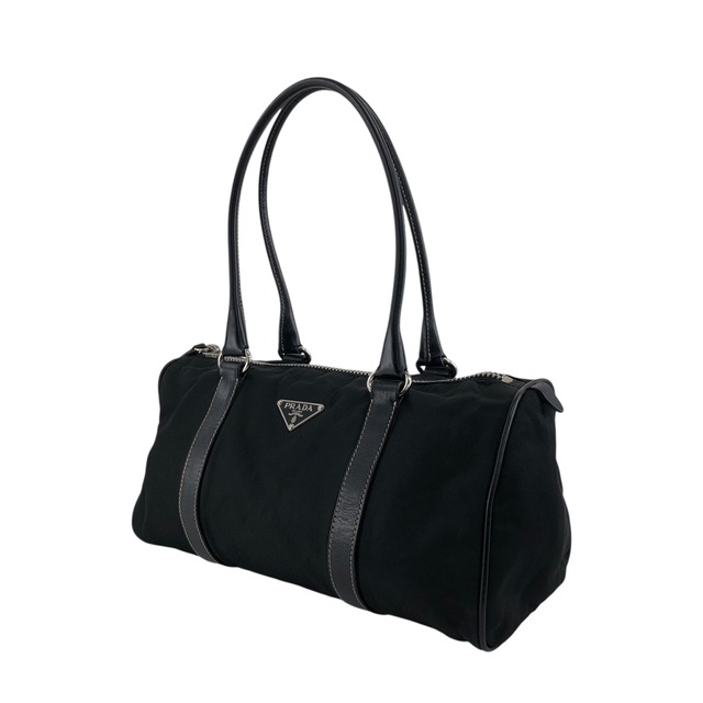 PRADA プラダ ハンドバッグ ブラック トライアングルロゴ ナイロン レザー ミニボストン vintage ヴィンテージ オールド ixt5hp