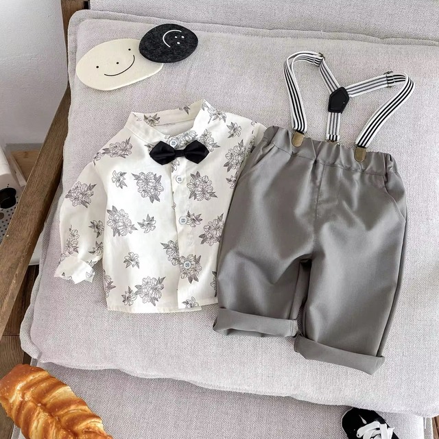 【取寄】おしゃれすぎる蝶ネクタイ付き花柄シャツ