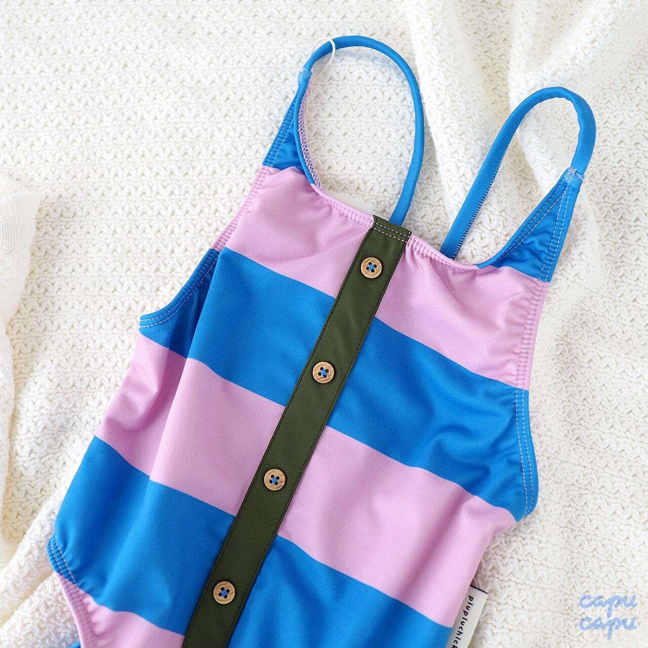 ピウピウチック 2点セット 即納» Piupiuchick swimsuit Lavender & Blue Stripe | 子供服