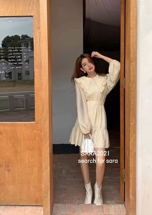 ビッグフリルカラー　ワンピース    AJ−33287-18