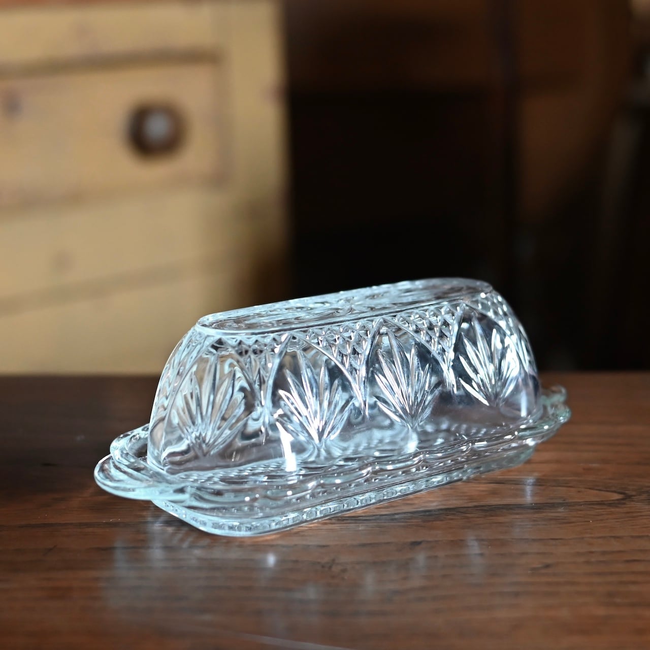 フランス　アンティーク　ガラス　バターケース Butter Case / バターケース〈カフェ・食器・プレスガラス・焼き菓子