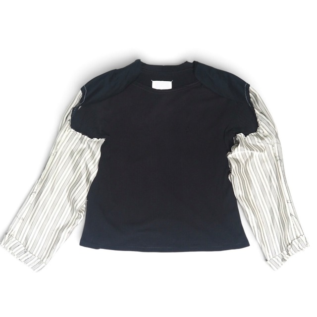Maison Margiela 2024SS ストライプシャツ ドッキング リブカットソー メゾンマルジェラ