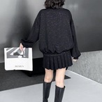 Dolman sleeve sweatshirt + pleated mini skirt (ME396)