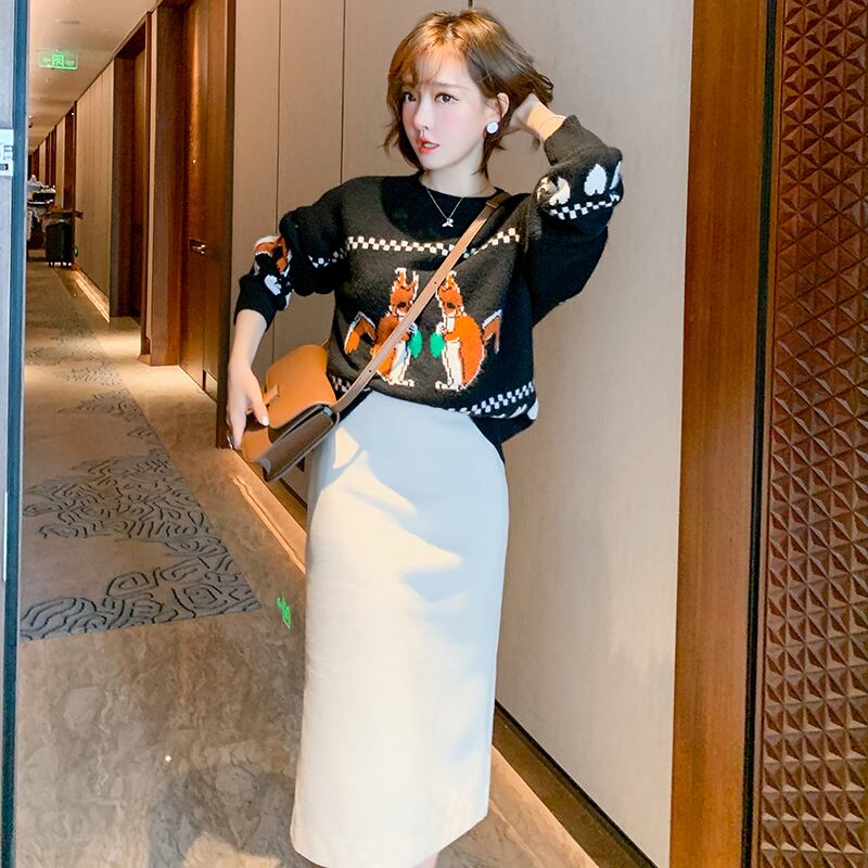 ニットパターンルーズセーター ウィンター 大人ガーリー スウィート キュート カジュアル 冬物 MIUCO55492518042