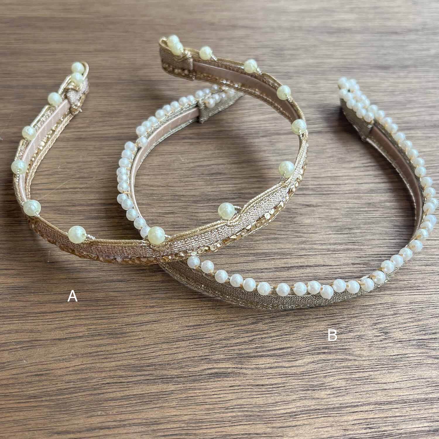 パールビーズ付きブレードリボンのカチューシャ | Dua-アクセサリー