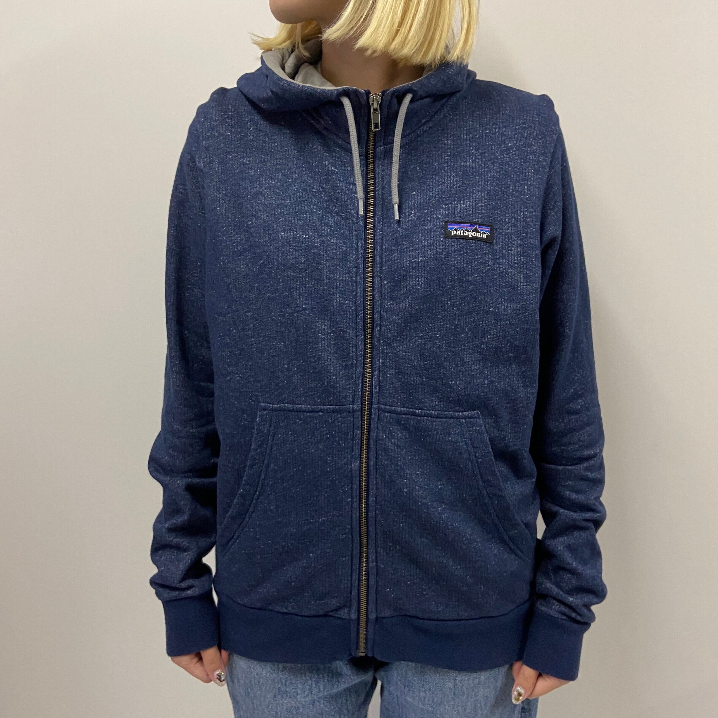 Patagonia パタゴニア ワンポイントロゴ フルジップ リブ スウェットパーカー メンズs 古着 ネイビー 紺 パーカー Cave 古着屋 公式 古着通販サイト