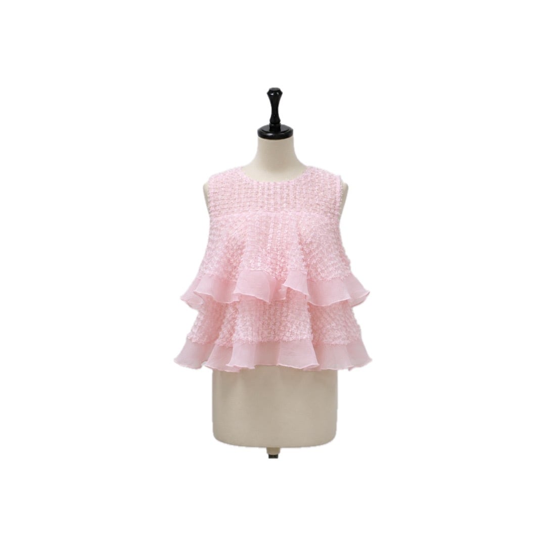 Sheer frill jacquard tops