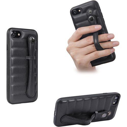 Joylink iPhone7ケース PUレザー ハンドストラップ 横置き 耐衝撃 多機能 落下防止 カバー 4.7インチ ブラック 25