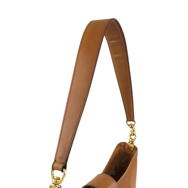 CELINE セリーヌ ショルダーバッグ キャメル ガンチーニ レザー セミショルダーバッグ vintage ヴィンテージ オールド 4kxbz4