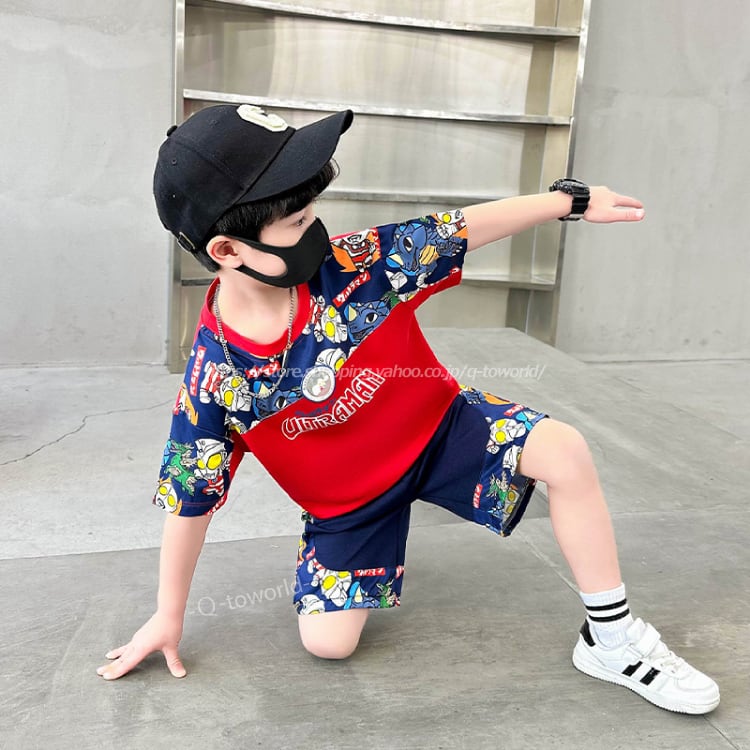 90㎝-150㎝】セットアップ 2点セット 半袖 立体 キャラクター 男の子 