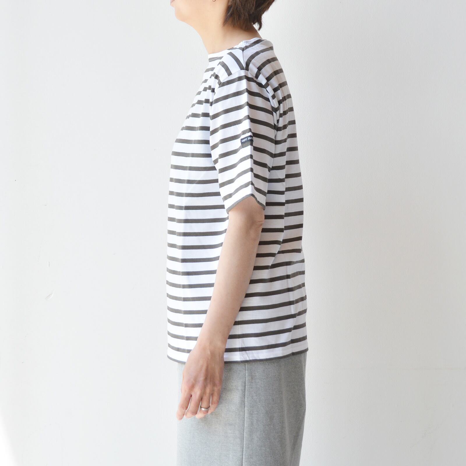 セントジェームス SAINT JAMES 薄手ボーダーシャツ半袖(PIRIAC)NEIGE/TAUPE