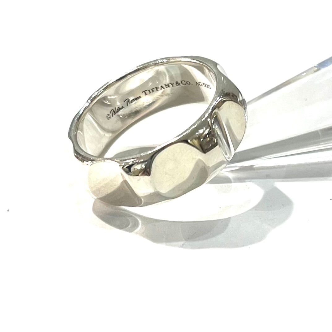 希少【TIFFANY&CO.】2330光を放つグルーヴ ワイドリング 28号