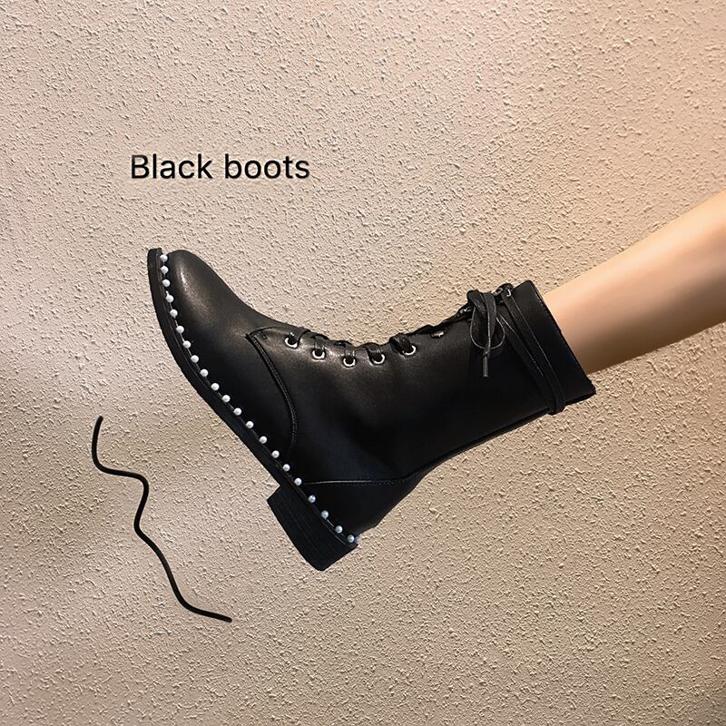 ブーツスタイルオータムレッドスタンダードパール レトロ レース 靴 シューズ 秋物 レースアップ 真珠 フェイクシューズ60668397597