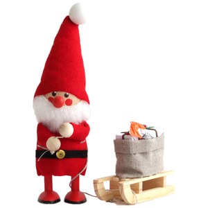 【数量限り】NORDIKA nisse ノルディカ ニッセ クリスマス 木製人形 (そりをひいたサンタ/レッド / NRD120060)