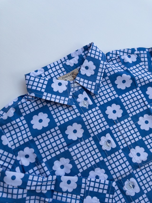 《即納》FISH&KIDS/ NAVY FLOWERS RETRO SHIRT