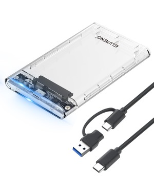 【特価処分】ELUTENG 2.5インチ HDD ケース USB3.1 GEN1 HDD/SSD ケース Type-C 6Gbps SATA III 外付けハードディスク 透明 ドライブケース 高速データ転送 UASP対応 SSD ドライブ ケース 120GB 128GB 240GB 256GB 500GB 512GB 1TB 2TB など対応（9.5mm以下）