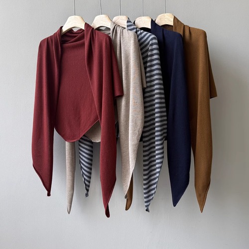 5色／デザインニットショール ・19679