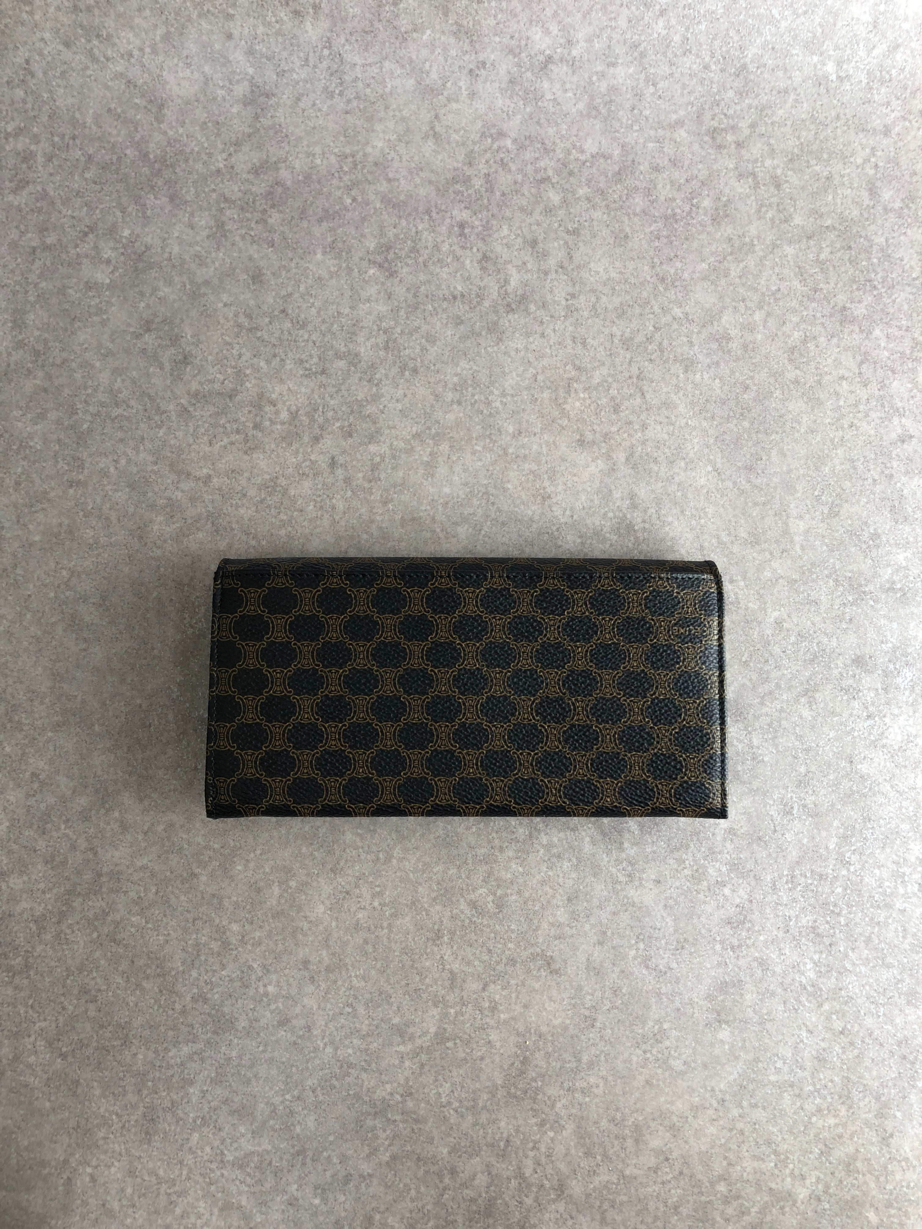 CELINE セリーヌ マカダム 財布 ブラック PVC レザー 長財布 vintage