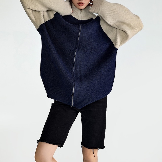 zip-up knit jacket 10863