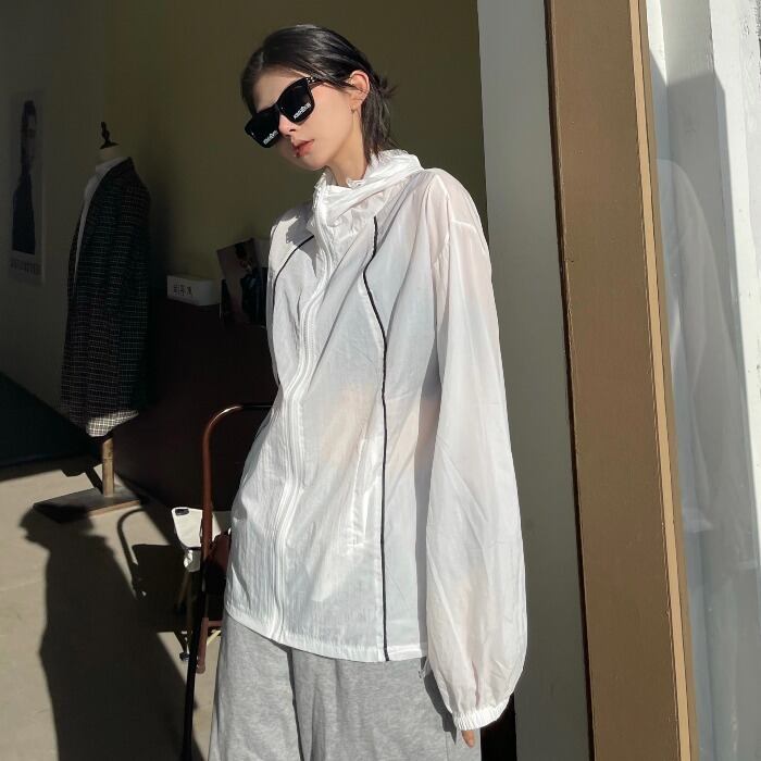 サマールーズシャツ 薄手トップス フードコート ロング 夏物 ケッペル60941794864