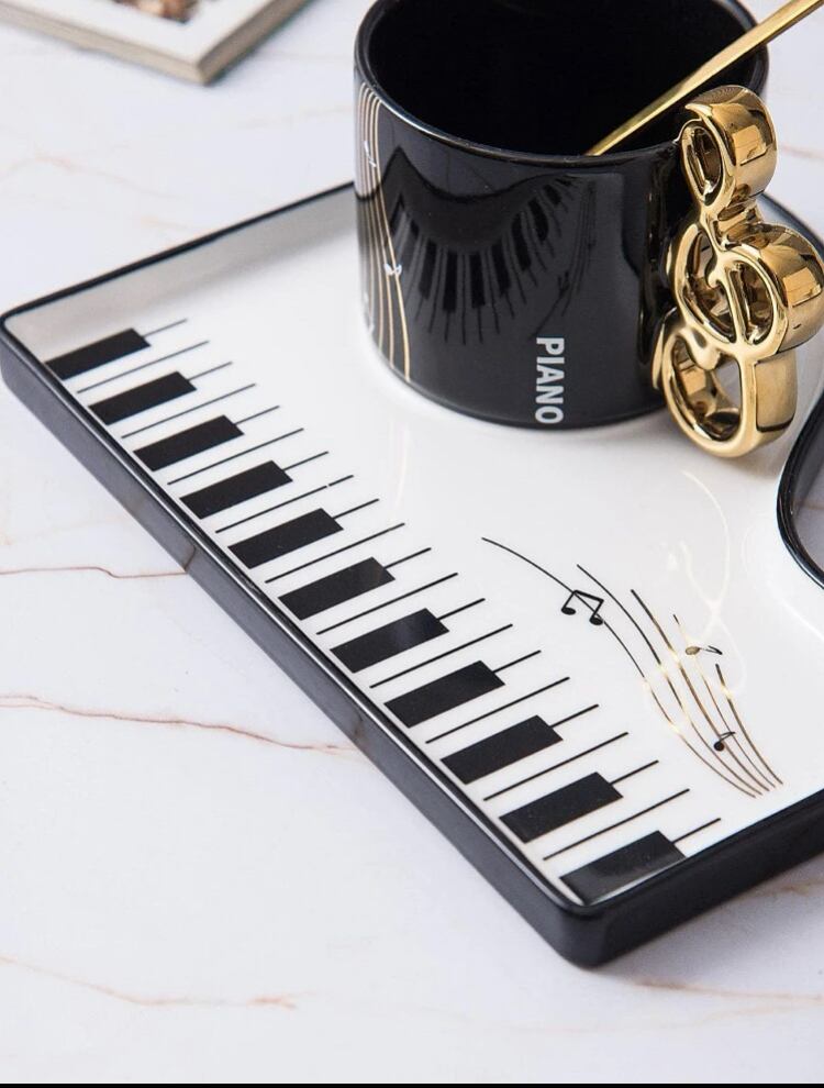ピアノデザイン コーヒーカップ ソーサー セット マグ セラミック