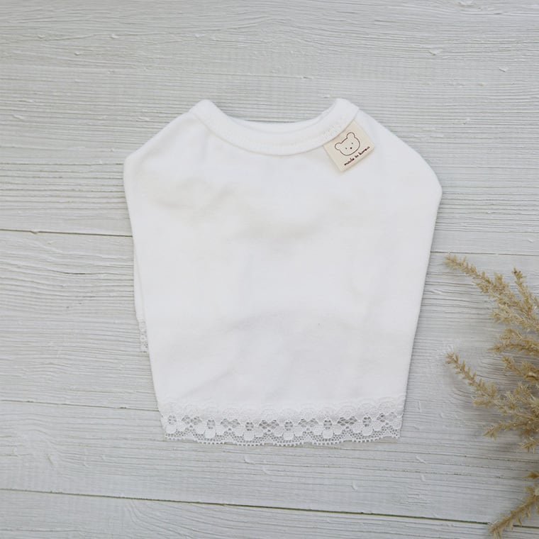 mellow lace t-shirt S ~ XL 3color  /  犬服 秋冬 Tシャツ 重ね着 長袖 部屋着 抜け毛対策 無地 シンプル ストレッチ 可愛い 犬の服 ドッグウェア 小型犬 中型犬