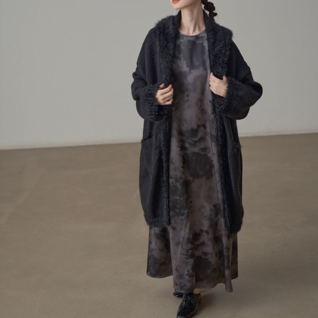 Soft fluffy hooded knit coat C1344