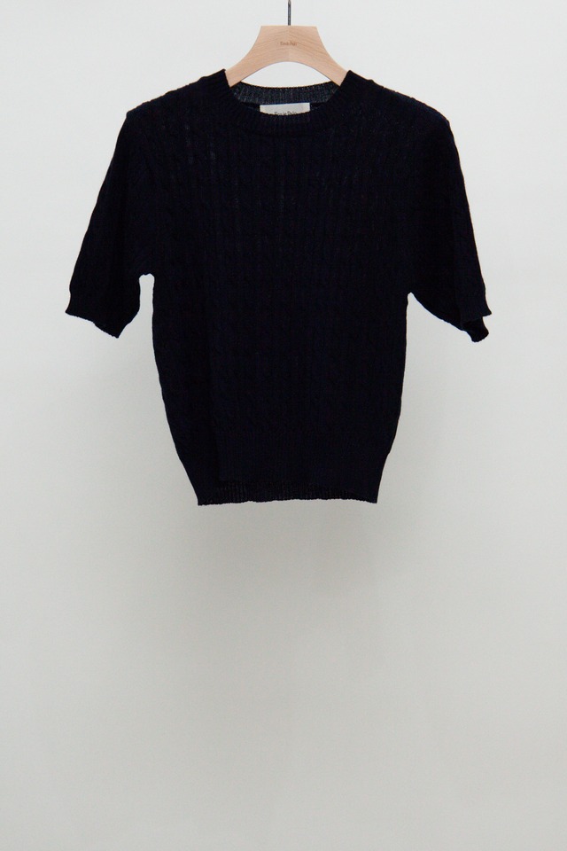 Ernie Palo x TAN Cable Half Sleeve Knit - Navy