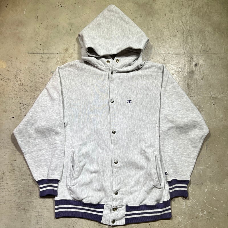 90's Champion チャンピオン リバースウィーブ フルスナップパーカー リブライン グレー×パープル MEDIUM USA製 希少  ヴィンテージ BA-2062 RM2481H | agito vintage powered by BASE