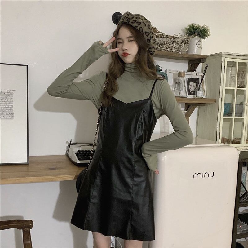 オータムAラインハイウェストウェストレザースカート 秋物 YY-ファッション16859318892