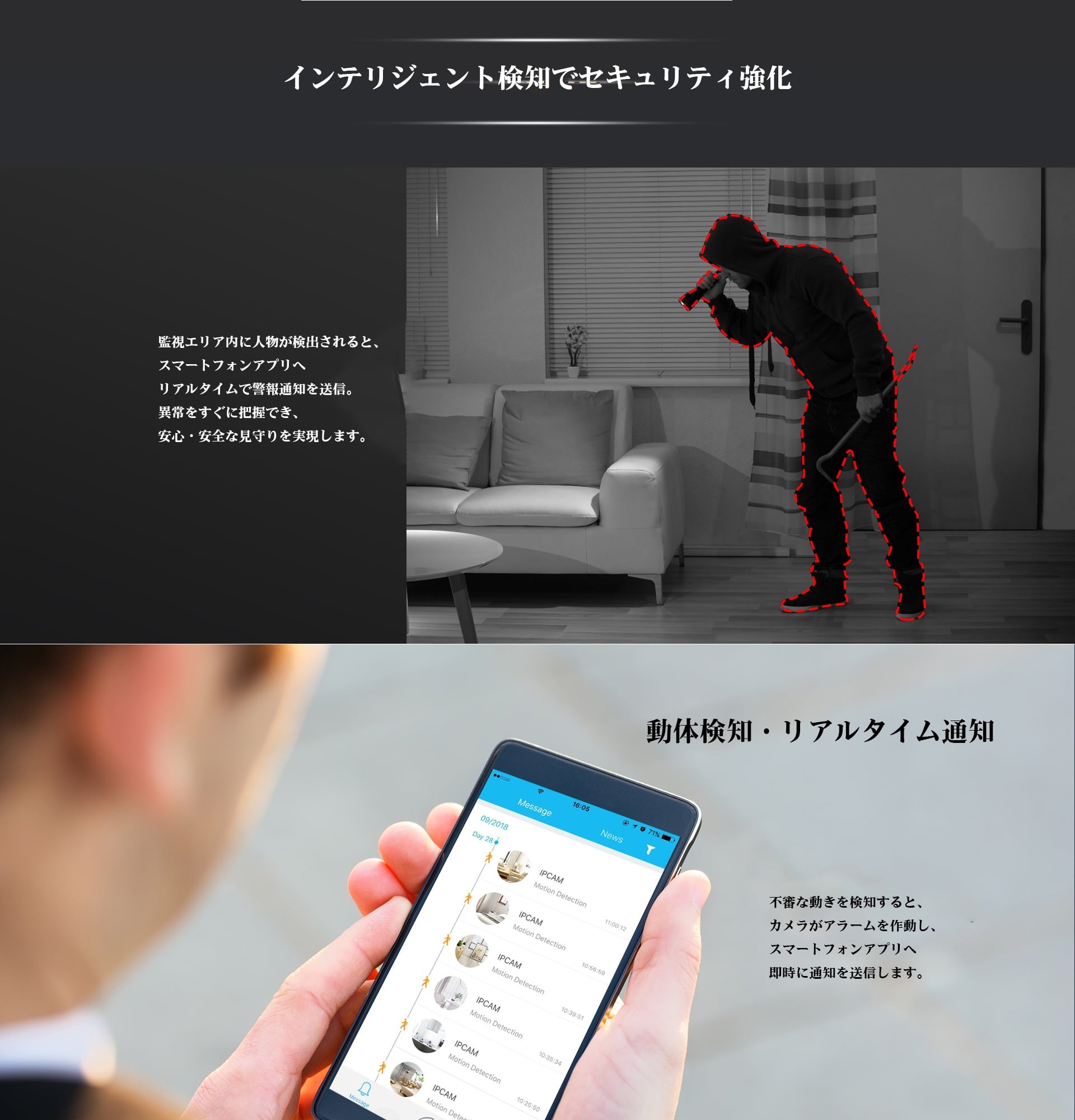 見守りカメラ C38S-P パンチルト対応 WiFi 動体検知 ナイトビジョン